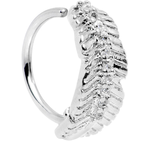 18G Clear CZ Gem Feather Seamless Circular Ring