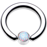 8G 1/2 White Faux Opal 5mm Disc BCR Captive Ring