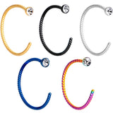 20G 3/8 Clear Gem Rainbow Pack Set of 5 Twisted Nose Hoop Rings