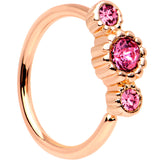 20G Pink CZ Gem Rose Gold IP Triplet Seamless Circular Ring