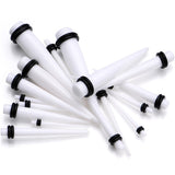 14 to 00G 18 Piece White Acrylic Ear Stretching Taper Kit Set
