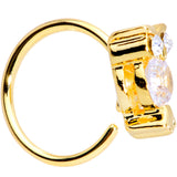 20G 5/16 Clear CZ Gem Gold Tone Owl Eye Seamless Circular Ring