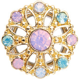 1/2 Pink Green White Gem Glam Flower Double Flare Tunnel Plug Set