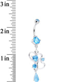 Aqua Gem Last Drops of Love Heart Dangle Belly Ring