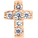 1/4 Clear CZ Internally Threaded Rose Gold Tone Cross Labret Monroe