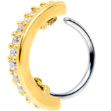 18G Clear CZ Gem Gold Tone Sleek Seamless Circular Ring