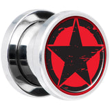 Black Red Distressed Star Steel Screw Fit Plug Set 00G
