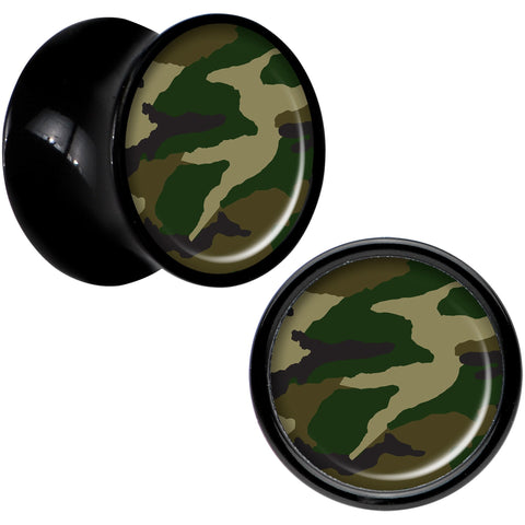 Black Acrylic Woodland Camo Print Saddle Plug Set 00G