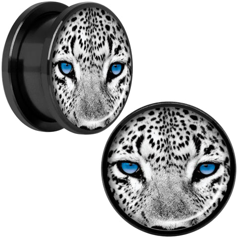 Black White Leopard Eyes Black Anodized Screw Fit Plug Set 18mm