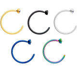 20G 5/16 Clear Gem Rainbow Pack Set of 5 Twisted Nose Hoop Rings
