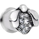 00G Clear Gem Steel Allow Me Ladybug Double Flare Tunnel Plug Set