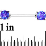 14G 9/16 Purple Faux Druzy Steel Barbell Nipple Ring Set