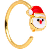 20G Gold Tone Plated Red White Santa Seamless Circular Ring