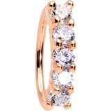 20G 5/16 Clear CZ Rose Gold IP Quintet Seamless Circular Ring