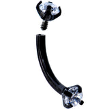 5/16 Clear CZ Gem Black PVD Bling Bling Curved Eyebrow Ring