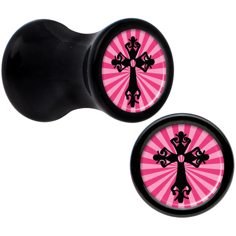 Black Acrylic Pink Black Radiant Cross Saddle Plug Set 4G