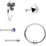 20G Aurora Gem Ultra Modern Nose Bone Captive Ring Pack Set of 5