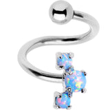 Blue Synthetic Opal Cluster Spiral Twister Top Mount Belly Ring