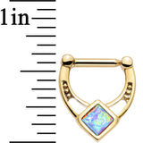 14G 5/16 Blue Faux Opal Gold PVD Glamour Septum Clicker