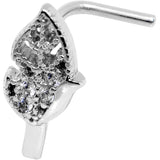 18G Clear CZ Leaf Faux Hoop L Shaped Nose Ring