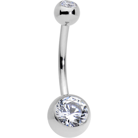 1/2 Clear Gem Grade 23 Solid Titanium Internally Threaded Belly Ring