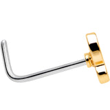 20G 1/4 Clear CZ Gem Gold Tone Butterfly L Shaped Nose Ring