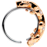 20G Clear CZ Gem Rose Gold Tone Leafy Seamless Circular Ring