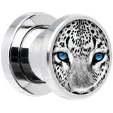 Black White Leopard Eyes Steel Screw Fit Plug Set 0G