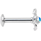 1/4 Blue Faux Opal Internally Threaded Hollow Flower Labret Monroe