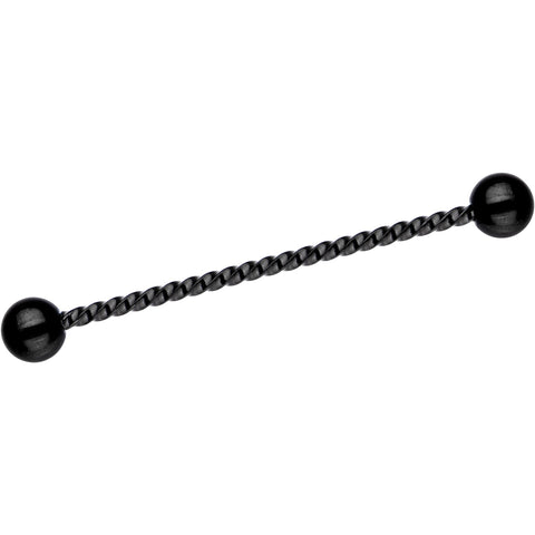 Black IP Seriously Twisted Industrial Barbell Earring 38mm
