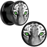 Black White Tiger Eyes Black Anodized Screw Fit Plug Set 1/2