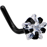 20G 1/4 Clear Star 3mm CZ Gem Black IP L-Shape Nose Ring