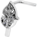20G Clear CZ Leaf Faux Hoop L Shaped Nose Ring