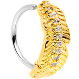 18G Clear CZ Gem Gold Tone Feather Seamless Circular Ring