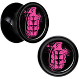 Black Acrylic Pink Grenade Saddle Plug Set 00G