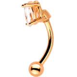 5/16 Clear CZ Gem Rose Gold Plated Big Bling Curved Eyebrow Ring