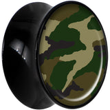 Black Acrylic Woodland Camo Print Saddle Plug Set 20mm