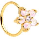 20G Clear CZ White Faux Opal Gold Tone Flower Circular Ring