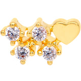20G Clear CZ Gold Tone Heart Faux Hoop L Shaped Nose Ring