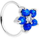 20G 5/16 Clear CZ Blue Faux Opal Flower Seamless Circular Ring