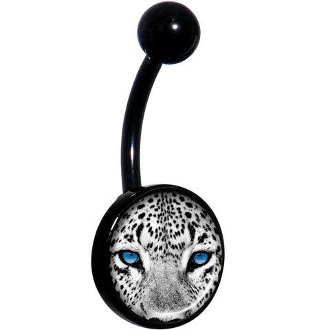 Black White Leopard Eyes Black Belly Ring