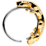 20G Clear CZ Gem Gold Tone Leafy Seamless Circular Ring