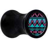 Black Acrylic Pink Teal Tribal Print Saddle Plug Set 4G