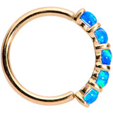 18G Blue Synthetic Opal 14k Yellow Gold Seamless Circular Ring