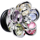 0G Pastel Rainbow Gem Petals Blooming Flower Plug Set of 2