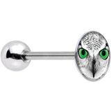 Black White Owl Barbell Tongue Ring