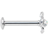 5/16 White Faux Opal Internally Threaded Hollow Flower Labret Monroe