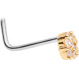 1/4 Clear CZ Gem Gold Tone Cute Cluster L Shaped Nose Ring