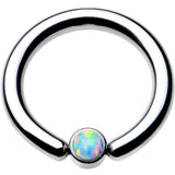 10G 1/2 White Faux Opal 4mm Disc BCR Captive Ring