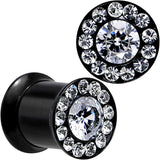 0G Clear CZ Gem Black PVD Goddess of Glam Screw Fit Plug Set